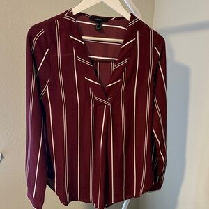 Forever 21 Burgundy Striped Blouse